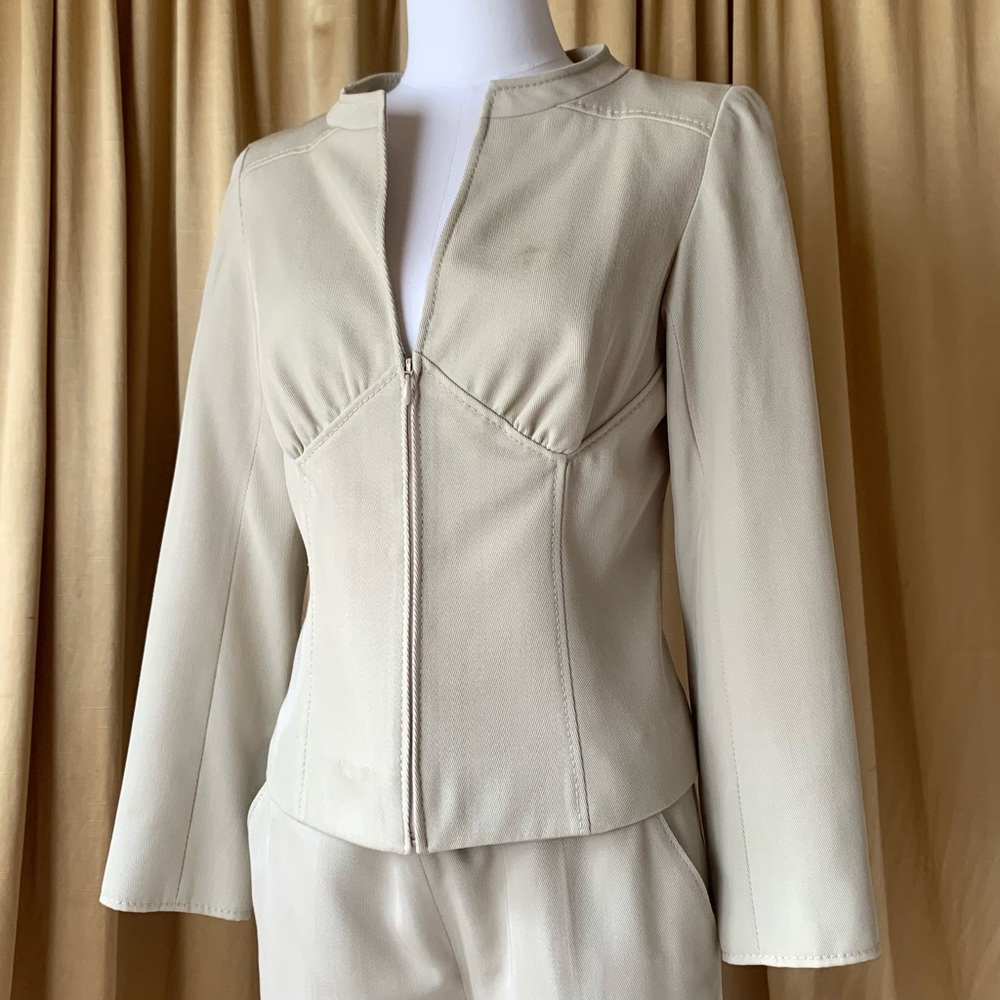Valentino Khaki Half Zip Fitted Suit Jacket
